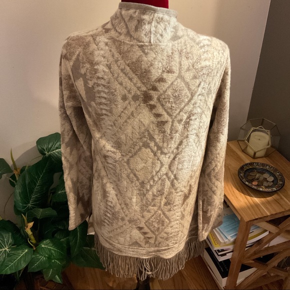 Lucky Brand Fringed Brushed Knit Cardigan M BOHO - Picture 9 of 9